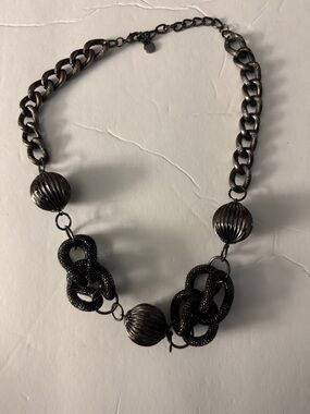 Statement Chunky Chain Necklace in Gunmetal Black